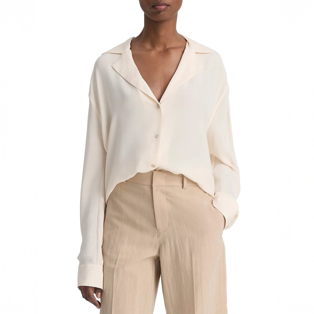 NWT Vince Silk Dolman Sleeve Shirt Ivory Women'sTop Blouse $395 - Size M (8-10)